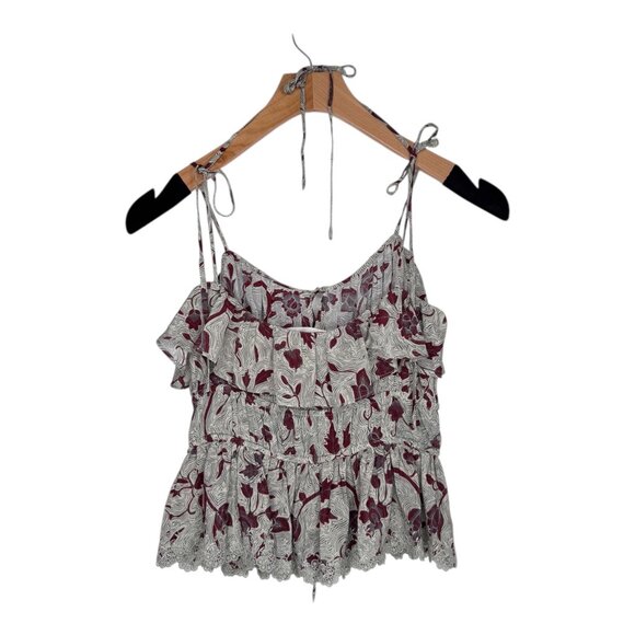 ULLA JOHNSON Luella Ruffled Floral-print Broderie Anglaise Silk Camisole - Picture 5 of 8